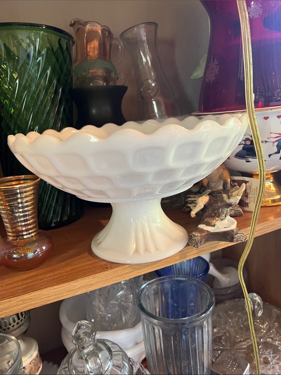 Anchor Hocking Other - Vintage White Milk Glass Pedestal Compote Bowl